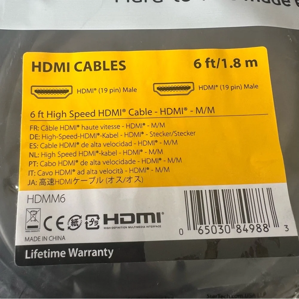 High Speed HDMI Cable 6 ft black